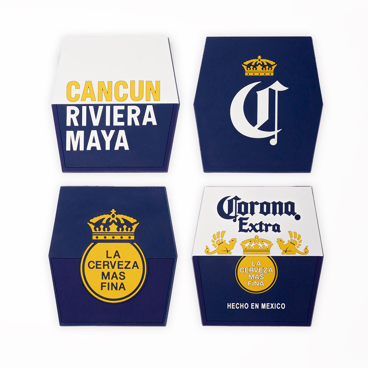 Juego de 4 Portavasos Corona CANCUN RIVIERA MAYA