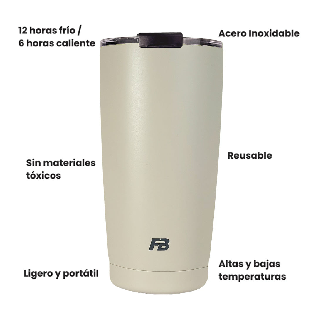 Vaso Térmico 20 oz / 591 ml - Cream - Acero Inoxidable