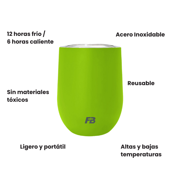 Vaso Térmico 12 oz / 354 ml - Verde Limón - Acero Inoxidable