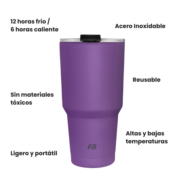 Vaso Térmico 27 oz / 800 ml - Morado - Acero Inoxidable