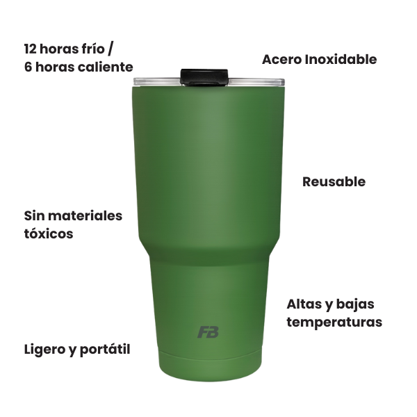 Vaso Térmico 27 oz / 800 ml - Verde - Acero Inoxidable