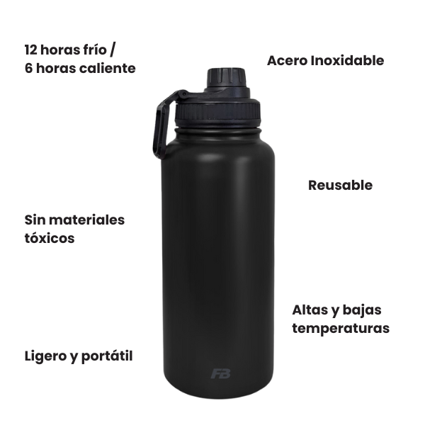 Termo 32 oz / 950 ml +12 hrs Calor +6 hrs Color Negro