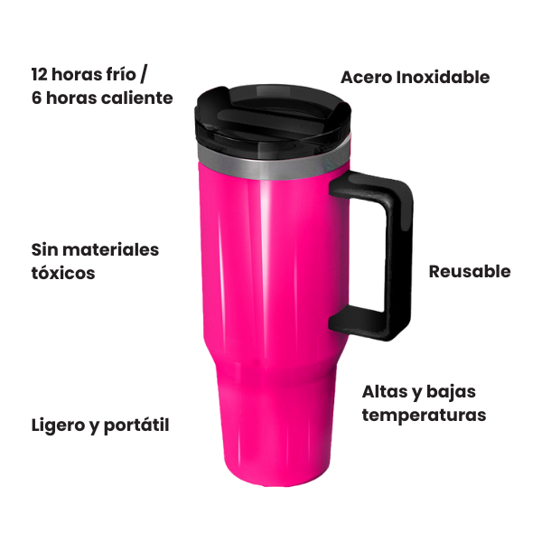 Vaso térmico de 40 oz. / 1l. - Rosa Neón.