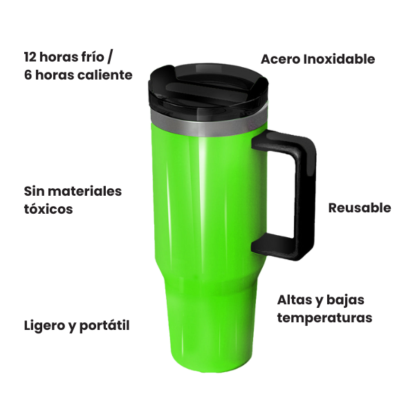 Vaso térmico de 40 oz. / 1l. - Verde Neón.