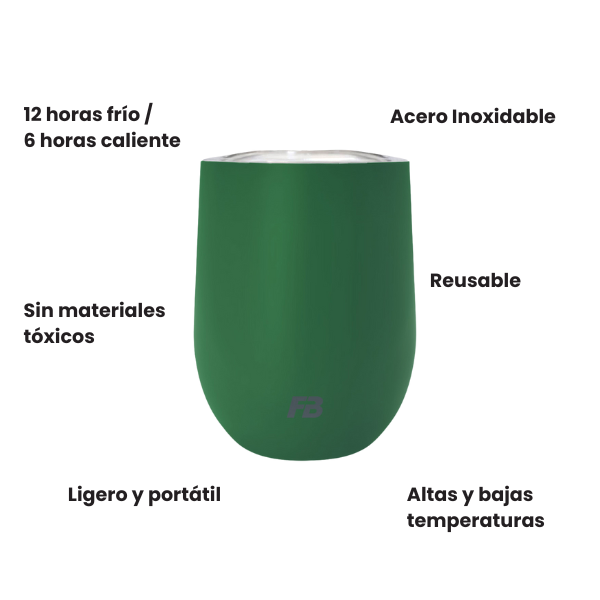 Vaso Térmico 12 oz / 354 ml - Verde - Acero Inoxidable