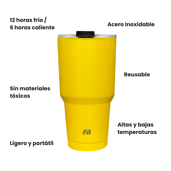 Vaso Térmico 27 oz / 800 ml - Amarillo - Acero Inoxidable