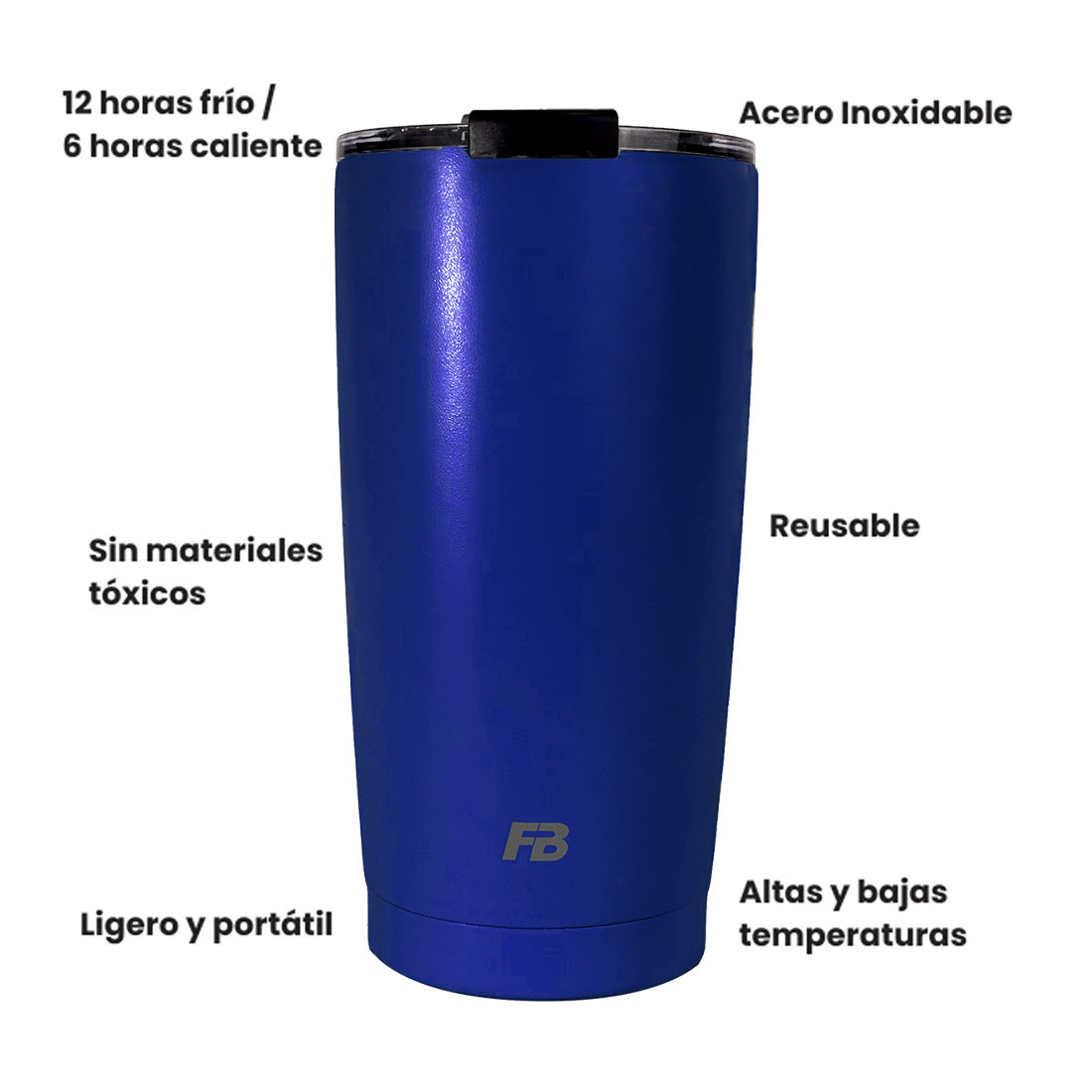 Vaso Térmico 20 oz / 591 ml - Azul Royal- Acero Inoxidable