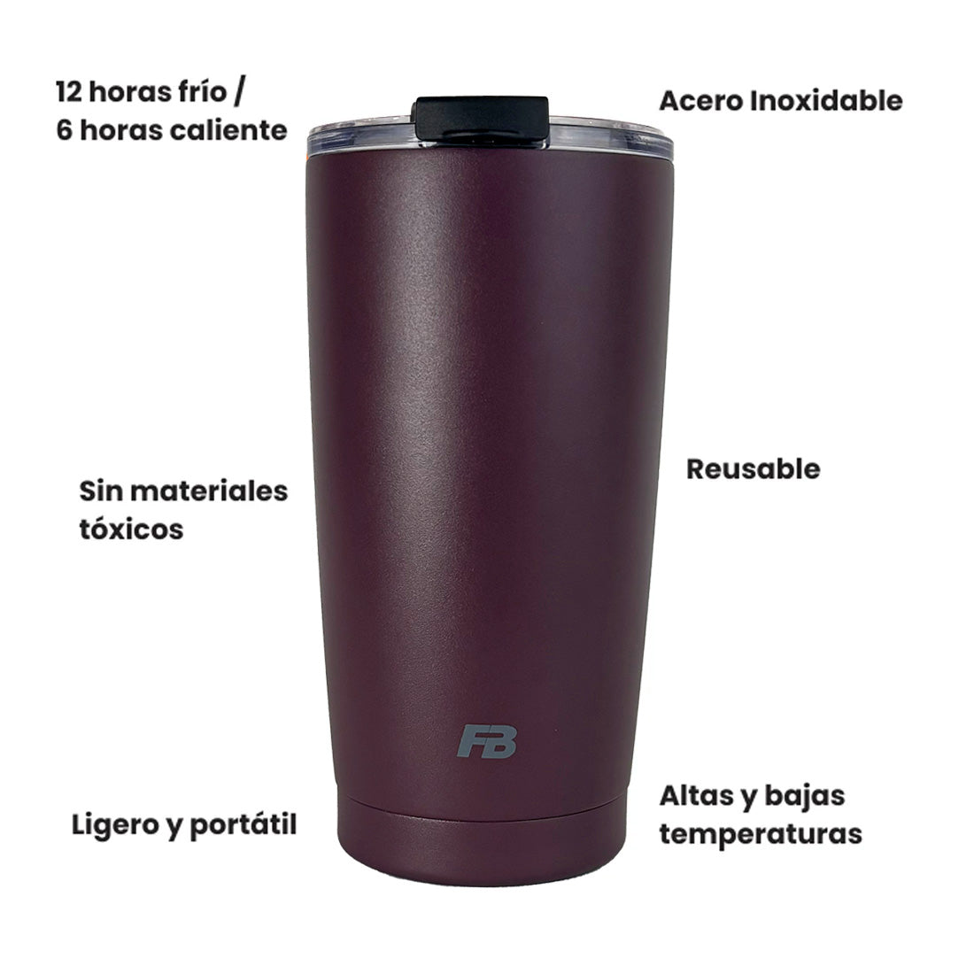 Vaso Térmico 20 oz / 591 ml - Cherry - Acero Inoxidable
