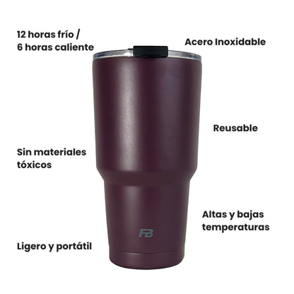 Vaso Térmico 27 oz / 800 ml - Cherry - Acero Inoxidable
