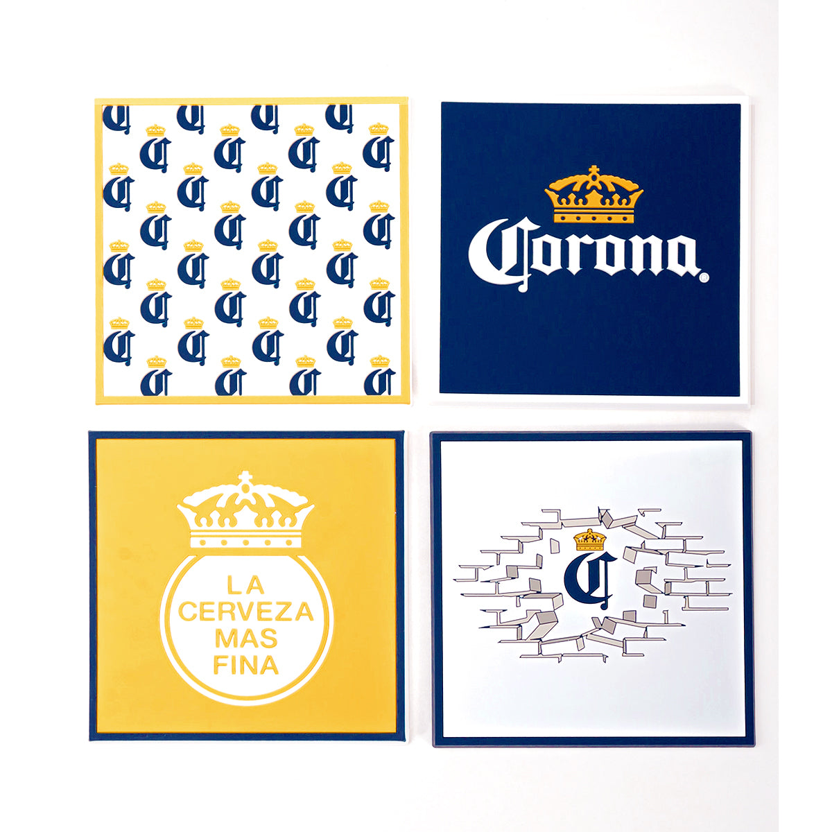 Juego de 4 Portavasos Corona CUADRADOS