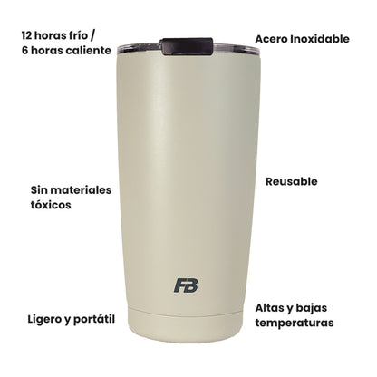Vaso Térmico 20 oz / 591 ml - Cream - Acero Inoxidable