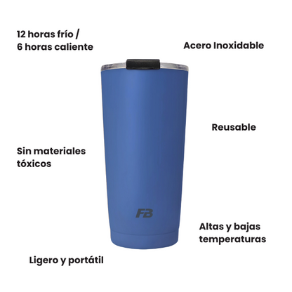 Vaso Térmico 20 oz / 591 ml - Azul - Acero Inoxidable