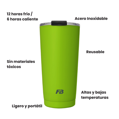 Vaso Térmico 20 oz / 591 ml - Verde Limón - Acero Inoxidable