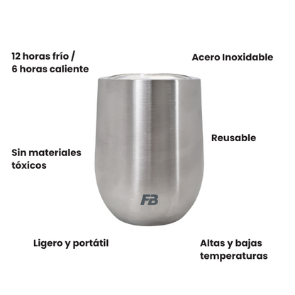 Vaso Térmico 12 oz / 354 ml - Metálico - Acero Inoxidable