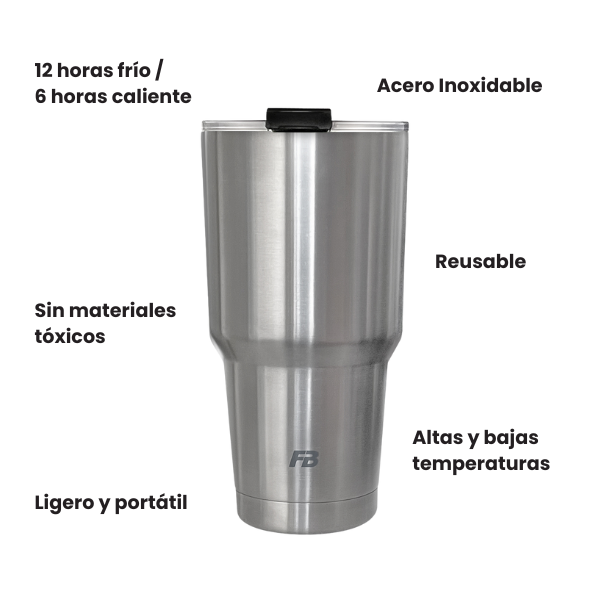 Vaso Térmico 27 oz / 800 ml - Metálico - Acero Inoxidable