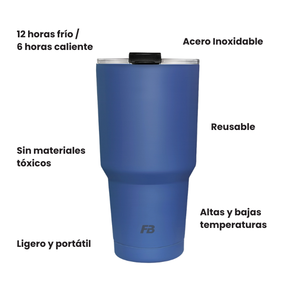 Vaso Térmico 27 oz / 800 ml - Azul - Acero Inoxidable