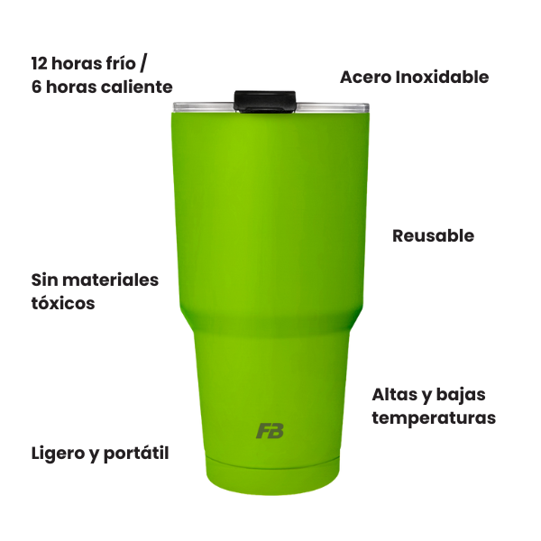 Vaso Térmico 27 oz / 800 ml - Verde Limón - Acero Inoxidable