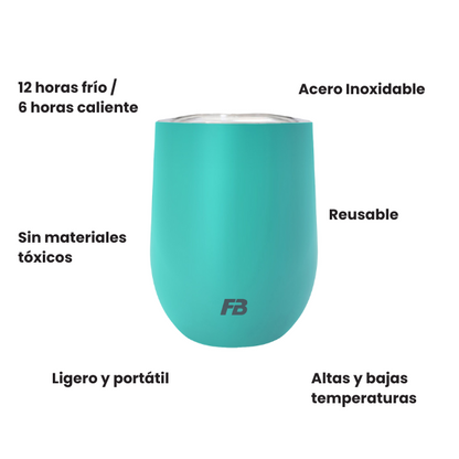 Vaso Térmico 12 oz / 354 ml - Turquesa - Acero Inoxidable
