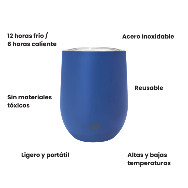 Vaso Térmico 12 oz / 354 ml - Azul Mate - Acero Inoxidable
