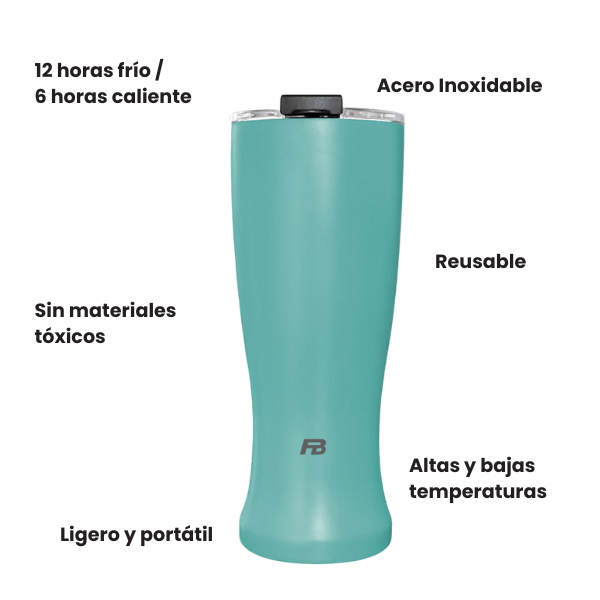 Vaso Térmico 23 oz / 680 ml - Turquesa - Acero Inoxidable