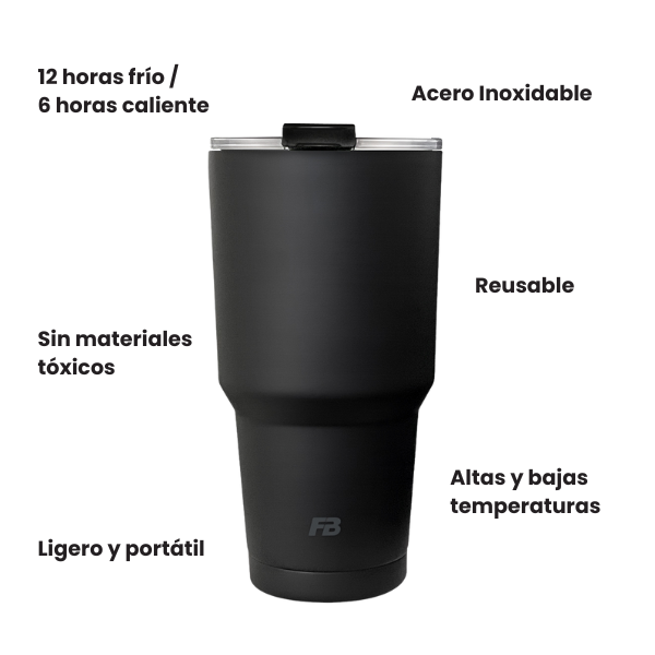 Vaso Térmico 27 oz / 800 ml - Negro - Acero Inoxidable