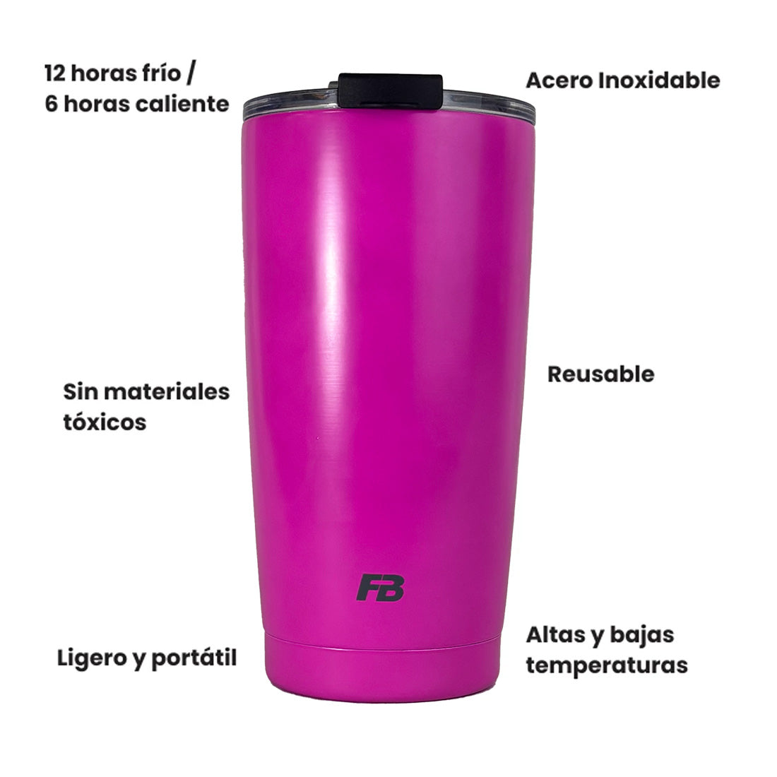 Vaso Térmico 20 oz / 591 ml -Magenta - Acero Inoxidable