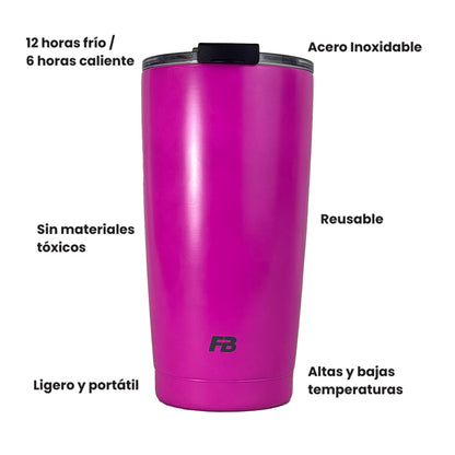Vaso Térmico 20 oz / 591 ml -Magenta - Acero Inoxidable