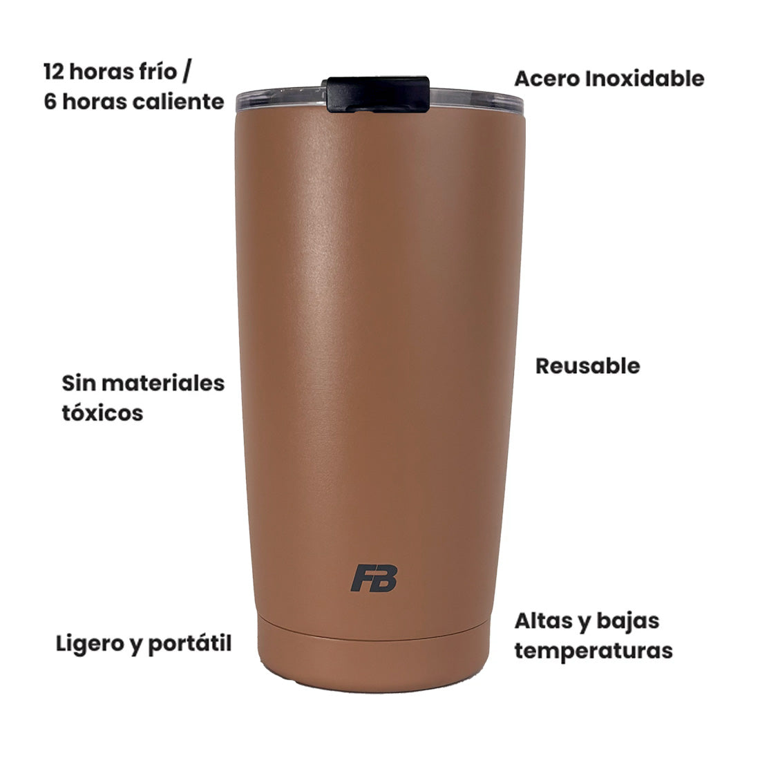 Vaso Térmico 20 oz / 591 ml - Moka - Acero Inoxidable