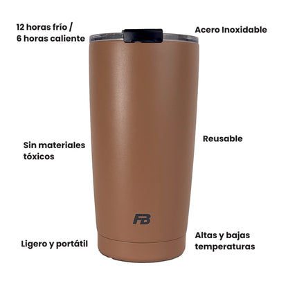 Vaso Térmico 20 oz / 591 ml - Moka - Acero Inoxidable