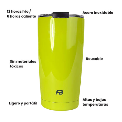 Vaso Térmico 20 oz / 591 ml - Verde Lima- Acero Inoxidable